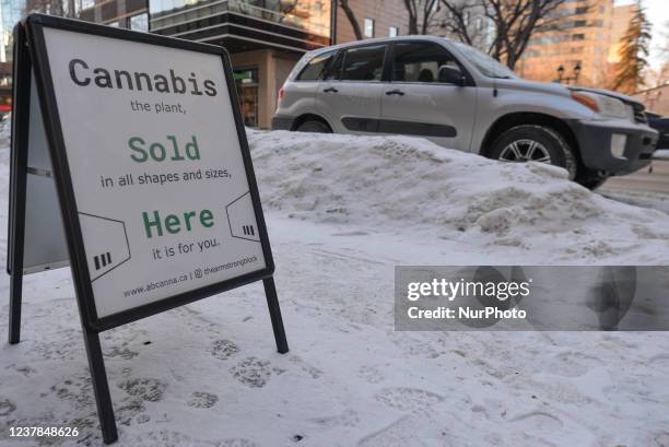 Marijuana ad seen in downtown Edmonton. On Wednesday, January 19 in Edmonton, Alberta, Canada.