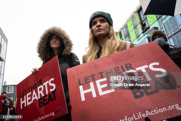 Anti-abortion activists protest outside of a Planned Parenthood clinic on January 20, 2022 in Washington, DC. The protest was organized by the Purple...