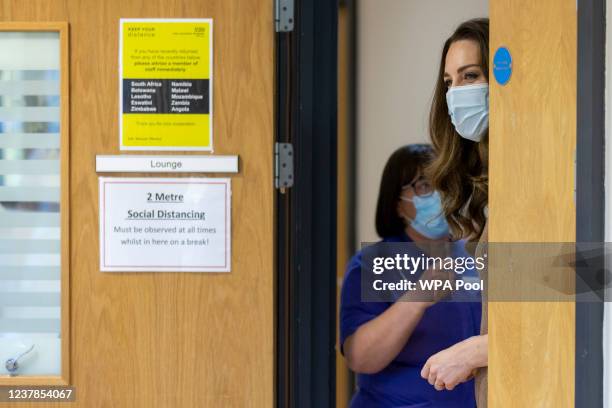 Britain's Catherine, Duchess of Cambridge visits NHS staff and patients at Clitheroe Community Hospital and hear about their experiences during the...