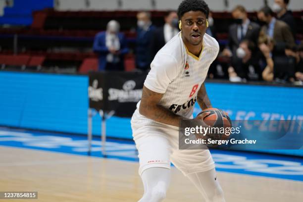 Dwayne Bacon, #8 of AS Monaco warm- up before the Turkish Airlines EuroLeague Regular Season Round 22 match between Zenit St Petersburg and AS Monaco...