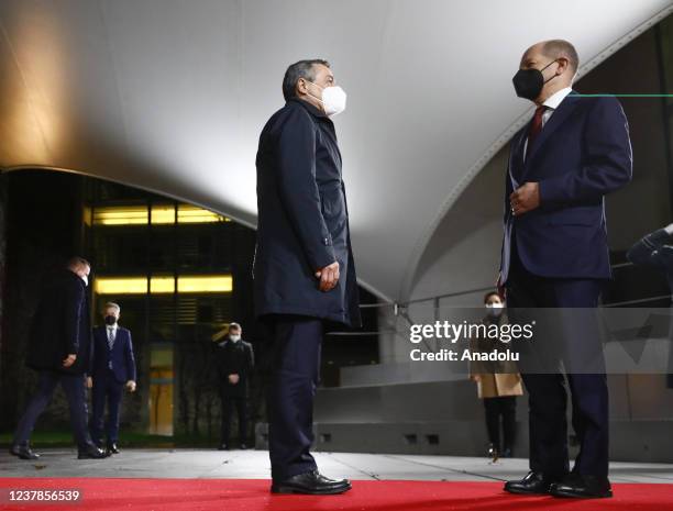 President of Switzerland Ignazio Cassis meets German Chancellor Olaf Scholz in Berlin, Germany on January 20, 2022.