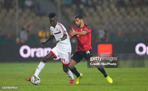 Abdallah El Said of Egypt and Walieldin Khedr of Sudan during Egypt versus Sudan, African Cup of Nations, at Ahmadou Ahidjo Stadium on January 19,...