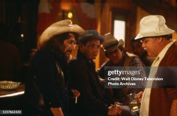 Los Angeles, CA Waylon Jennings, Jack Ging, David Huddleston appearing in the ABC tv movie 'The Oklahoma City Dolls'.