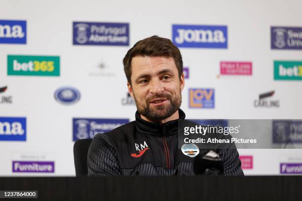 Swansea City manager Russell Martin gives a press conference after the Swansea City Training Session at The Fairwood Training Ground on January 20,...