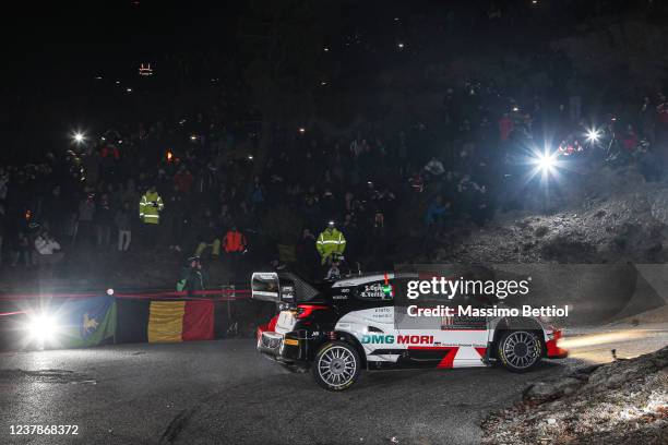 Sebastien Ogier of France and Benjamin Veillas of France compete with their Toyota Gazoo Racing WRT Toyota GR Yaris Rally1 during Day One of the FIA...