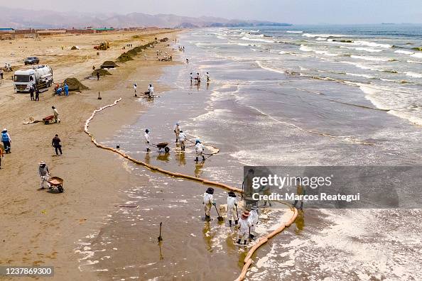 Peruvian Coast Affected By Oil Spill Caused by Tonga Volcano Peruvian Coast Affected By Oil Spill Caused by Tonga Volcano