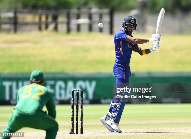 Rahul of India bats against Janneman Malan of South Africa during the 2nd Betway One Day International match between South Africa and India at...