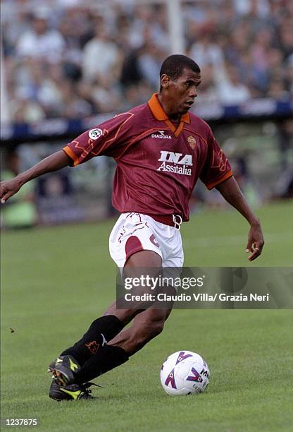 Aldair of Roma on the ball during the Serie A match against Fiorentina at the Artemio Franchi Stadium in Florence, Italy. Roma won 3-1. \ Mandatory...