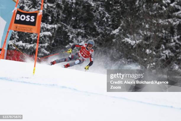 Aleksander Aamodt Kilde of Team Norway competes during the Audi FIS Alpine Ski World Cup Men's Downhill on January 21, 2022 in Kitzbuehel Austria.