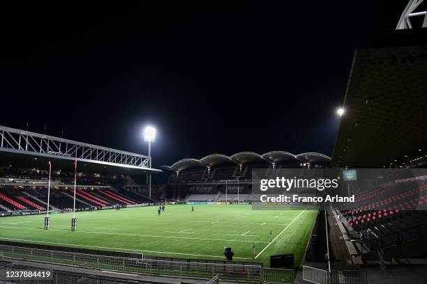 Stadium before the EPCR Challenge Cup match between Lyon OU and Benetton Treviso at MATMUT Stadium on January 21, 2022 in Lyon, France.