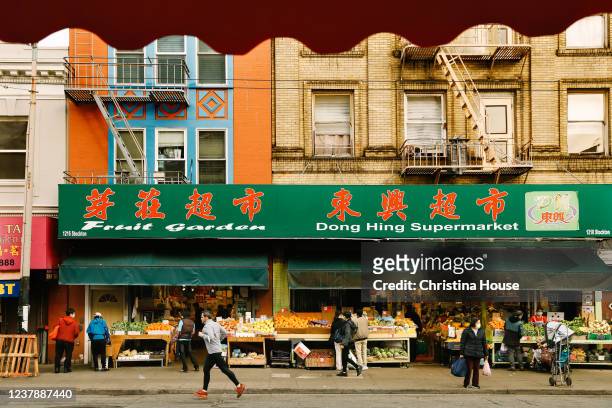 Bustling Stockton Street in San Francisco's Chinatown on Wednesday, January 14, 2022.