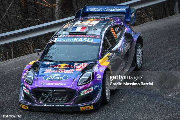 Sebastien Loeb of France and Isabelle Galmische of France compete with their M-Sport Ford WRT Ford Puma Rally1 during Day Two of the FIA World Rally...