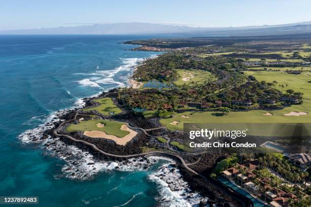 An aerial view of the Hualalai golf course during the second round of the PGA TOUR Champions Mitsubishi Electric Championship at Hualalai Golf Club...