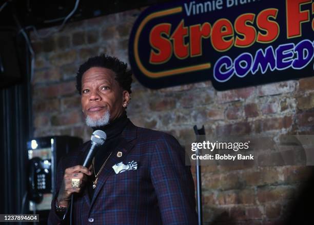 Hughley performs at The Stress Factory Comedy Club on January 21, 2022 in New Brunswick, New Jersey.