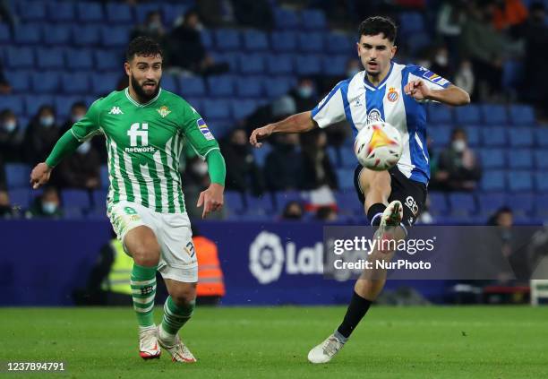 Manu Morlanes and Nabil Fekir during the match between RCD Espanyol and Real Betis Balompie, corresponding to the week 22 of the Liga Santander,...