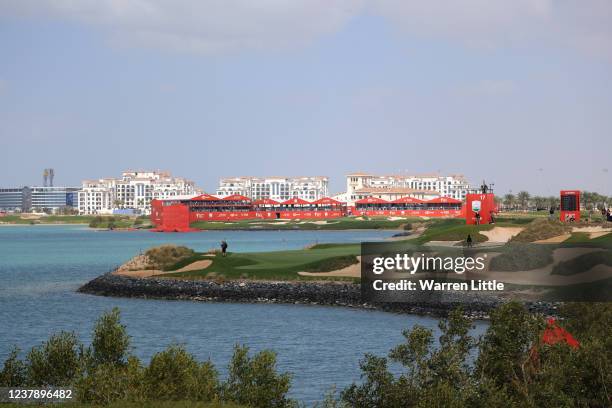 General View of the 17th hole during Day Three of the Abu Dhabi HSBC Championship at Yas Links Golf Course on January 22, 2022 in Abu Dhabi, United...
