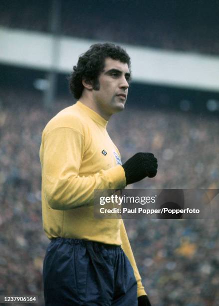 England goalkeeper Peter Shilton during the British Home Championship match between Scotland and England at Hampden Park on May 18, 1974 in Glasgow,...