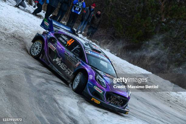 Gus Greensmith of Great Britain and Jonas Andersson of Sweden compete with their M-Sport Ford WRT Ford Puma Rally1 during Day Three of the FIA World...