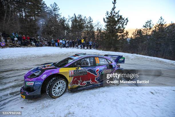 Sebastien Loeb of France and Isabelle Galmische of France compete with their M-Sport Ford WRT Ford Puma Rally1 during Day Three of the FIA World...