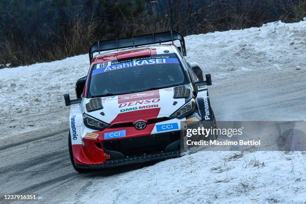 Kalle Rovanpera and Jonne Halttunen of Finland compete with their Toyota Gazoo Racing WRT Toyota GR Yaris Rally1 during Day Three of the FIA World...