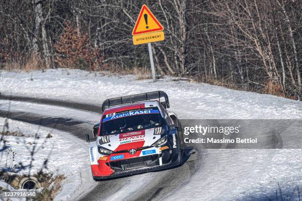 Kalle Rovanpera of Finland and Jonne Halttunen of Finland compete with their Toyota Gazoo Racing WRT Toyota GR Yaris Rally1 during Day Three of the...