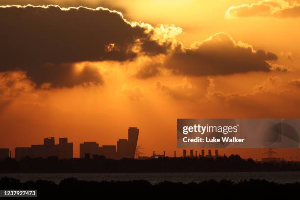 General View as the sun sets during Day Four of the Abu Dhabi HSBC Championship at Yas Links Golf Course on January 23, 2022 in Abu Dhabi, United...
