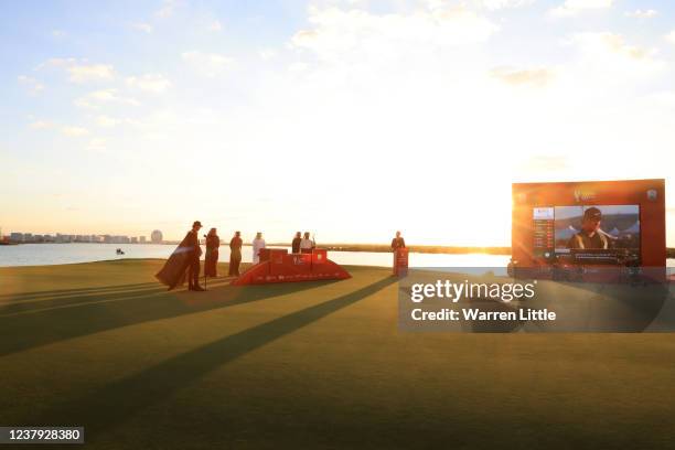 General View of the trophy presentation during Day Four of the Abu Dhabi HSBC Championship at Yas Links Golf Course on January 23, 2022 in Abu Dhabi,...