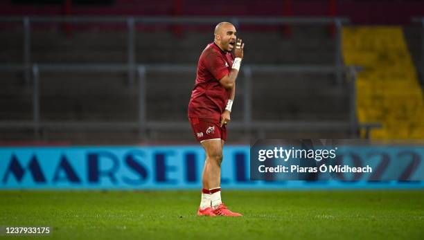 Limerick , Ireland - 23 January 2022; Simon Zebo of Munster during the Heineken Champions Cup Pool B match between Munster and Wasps at Thomond Park...