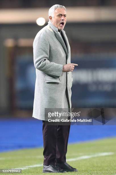 José Mário dos Santos Félix Mourinho manager of AS Roma reacts during the Serie A match between Empoli FC and AS Roma at Stadio Carlo Castellani on...