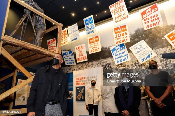 Legends, Muggsy Bogues and Allan Houston tour the National Civil Rights Museum on on January 16, 2022 at the Lorraine Motel in Memphis, Tennessee....