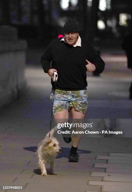 Prime Minister Boris Johnson jogging in central London. Mr Johnson is under mounting pressure to hold an inquiry into claims junior minister Nusrat...