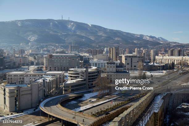 View of Skopje from the fortress on January 22, 2022 in Skopje, North Macedonia. The new governments of latest NATO member North Macedonia and EU...