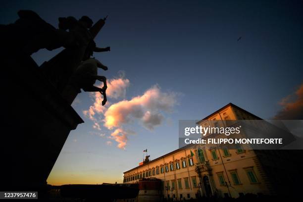 This photograph taken in Rome on January 24, 2022 shows the Quirinal Palace , a President of the Italian Republic's official residence, as Italy's...