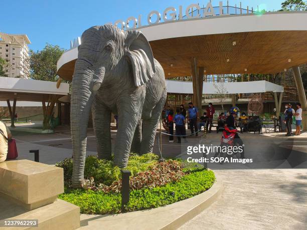 The replica of Mali, the elephant, is seen at the newly renovated Manila Zoo. A sneak peek of the renovation project of Manila Zoo, giving the press...