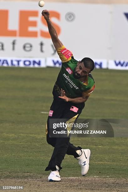 Sylhet Sunrises' Mashrafe Mortaza delivers a ball during the Bangladesh Premier League Twenty20 cricket match between Minister Group Dhaka and Sylhet...