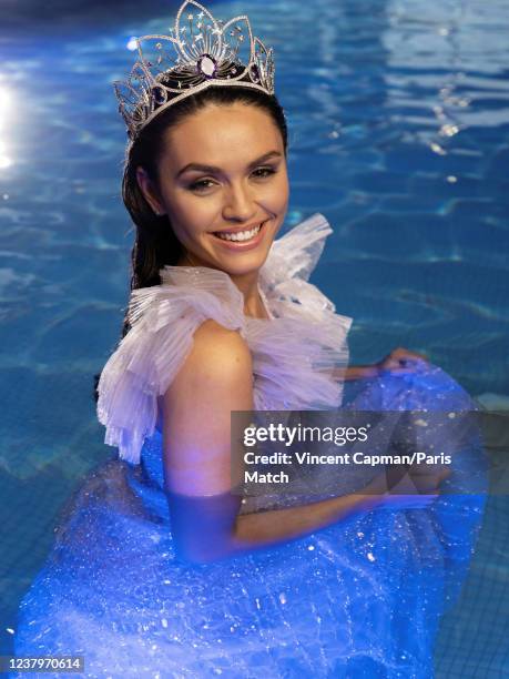 Model and Miss France 2022 Diane Leyre is photographed for Paris Match on December 12, 2021 in Cabourg, France.