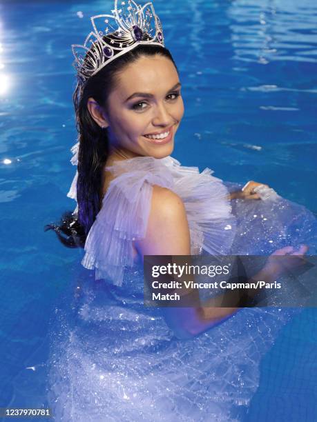 Model and Miss France 2022 Diane Leyre is photographed for Paris Match on December 12, 2021 in Cabourg, France.