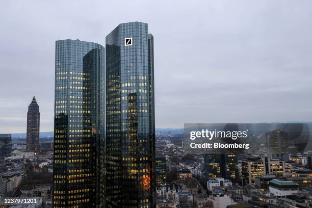 The headquarters of Deutsche Bank AG in the financial district of Frankfurt, Germany, on Monday, Jan. 24, 2022. Deutsche Bank turned the blame on an...