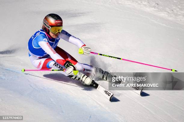 Switzerland's Vanessa Kasper competes in the first run of the Women's Giant Slalom event as part of the FIS Alpine World Ski Championships in...