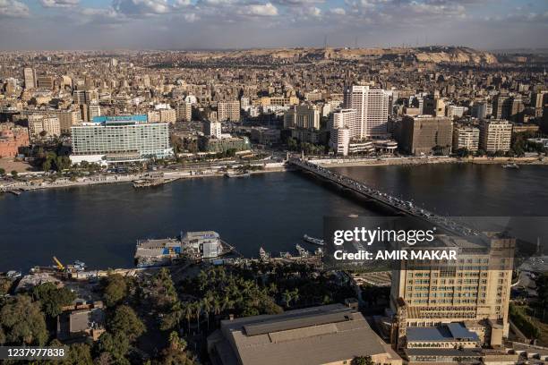 This picture taken on January 13, 2022 shows a view of Tahrir Square in the centre of Egypt's capital Cairo.