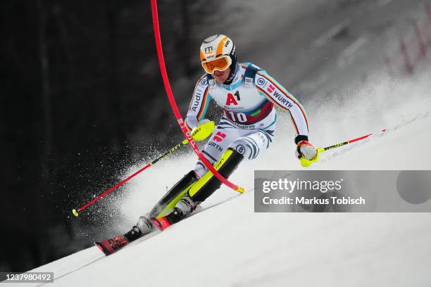 Linus Strasser of Germany competes during the Audi FIS Alpine Ski World Cup Slalom on January 26, 2021 in Schladming, Austria.