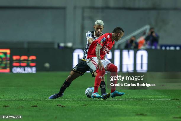 Nathan Santos of Boavista FC vies with Everton Cebolinha of SL Benfica for the ball possession during the match between SL Benfica and Boavista FC...