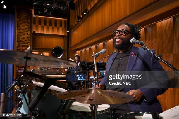 Episode 1591 -- Pictured: Ahmir Questlove Thompson, band leader of The Roots, performs on Tuesday, January 25, 2022 --
