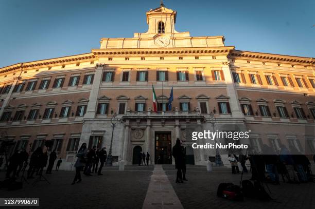 View of Palazzo Montecitorio on January 25, 2022 in Rome, Italy.