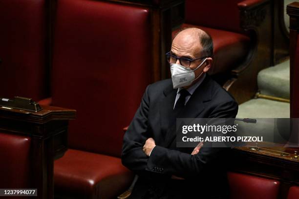 Democratic Party leader Enrico Letta attends a third round of voting for Italy's new president on January 26, 2022 in Rome's parliament. - More than...