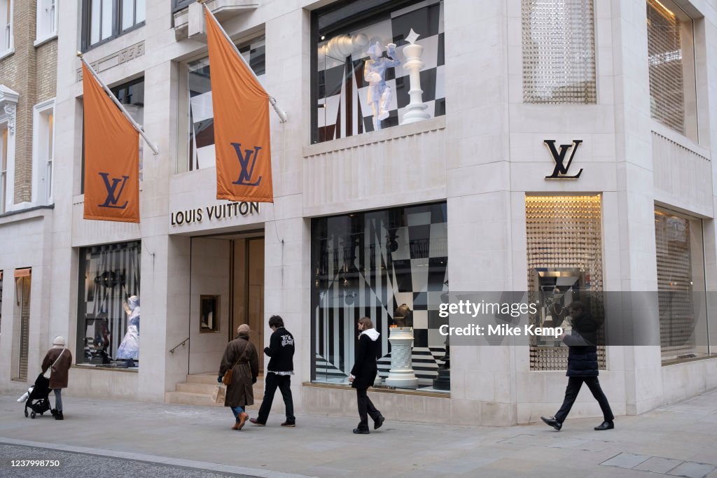 Exclusive clothes shop Louis Vuitton on New Bond Street in Mayfair