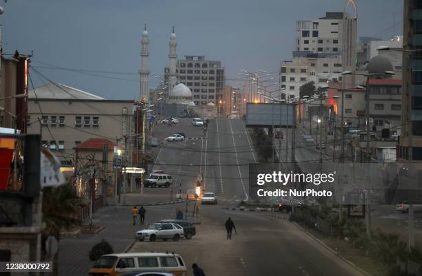 General view shows Gaza City during rainy and cold weather, Jan. 26, 2022.