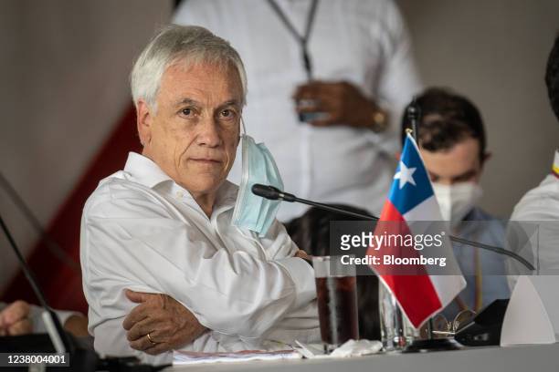 Sebastian Pinera, Chile's president, during the XVI Presidential Summit of the Pacific Alliance in Bahia Malaga, Colombia, on Wednesday, Jan. 26,...