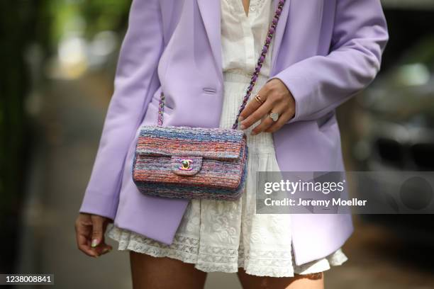 Milena Karl wearing LoveShackFancy dress, & other stories blazer, Chanel bag on May 28, 2020 in Hamburg, Germany.