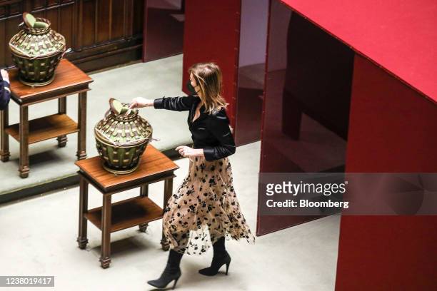 Maria Elena Boschi, a member of Italy's parliament, casts a ballot during during the fourth round of voting to name a new president at the Chambers...